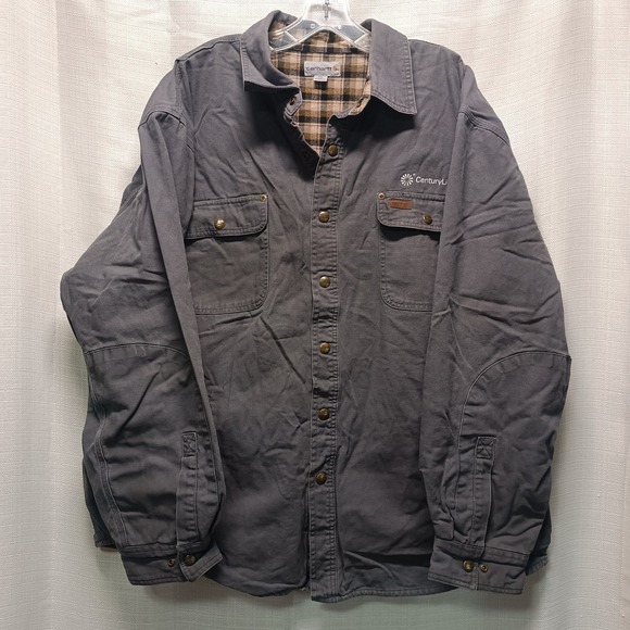 Carhartt Other - Carhartt Mens 2XL Gray Weathered Canvas Flannel Lined Shacket Workwear Gorpcore